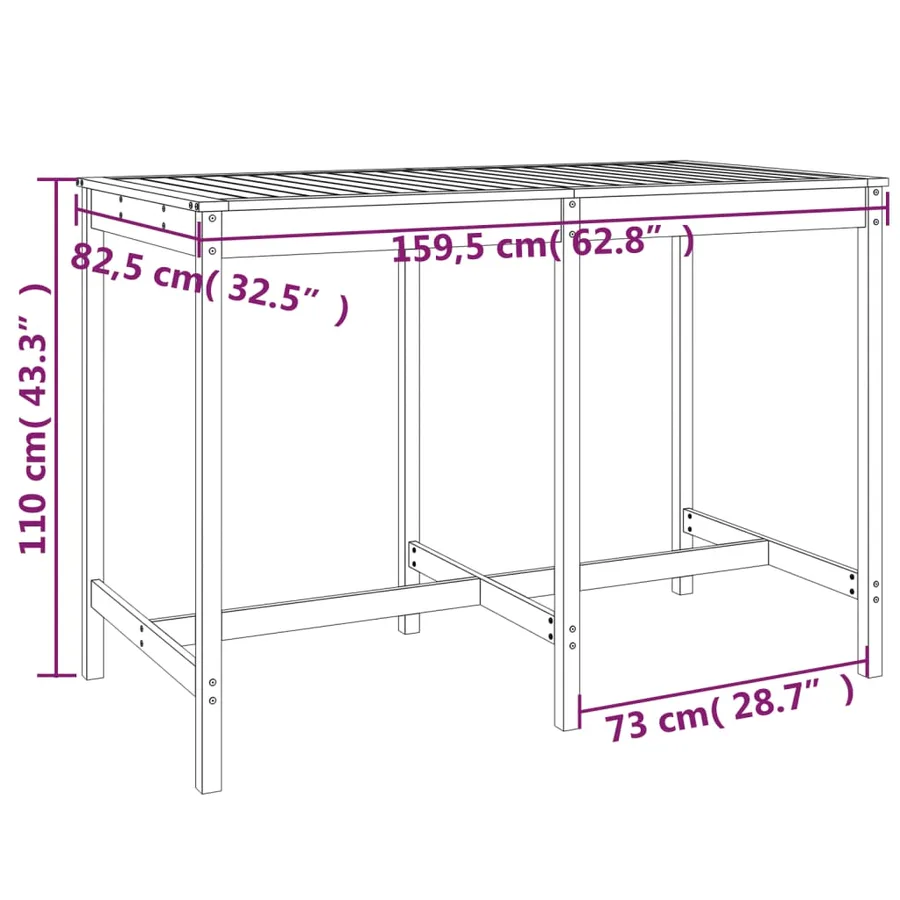 Ensemble de bar de jardin 7 pcs bois massif douglas - 9