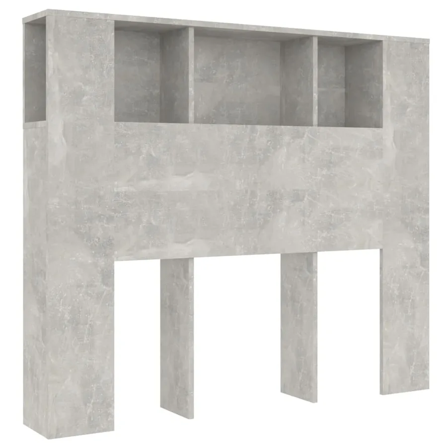 Armoire de tête de lit gris béton 120x18,5x102,5 cm - 2