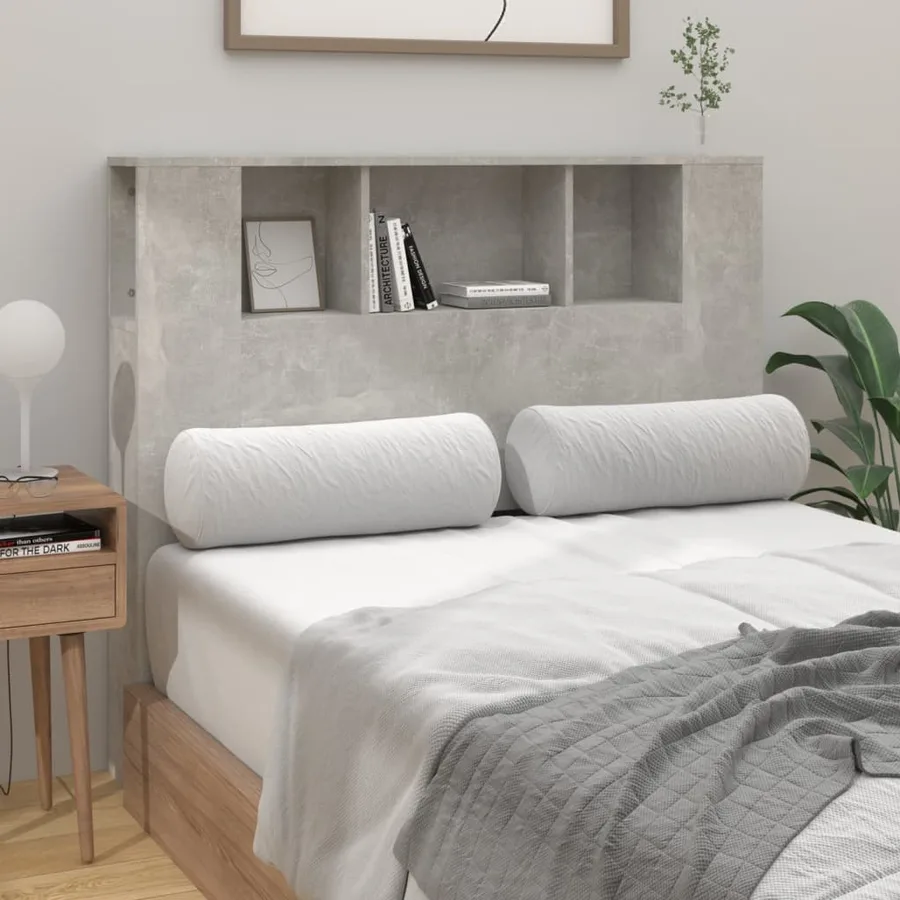 Armoire de tête de lit gris béton 120x18,5x102,5 cm - 3