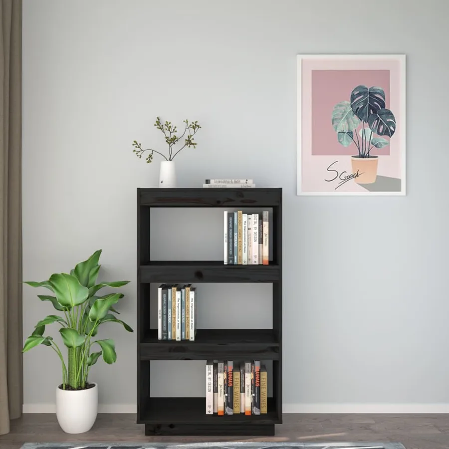 Bibliothèque/Séparateur de pièce Noir 60x35x103 cm Pin massif - 3