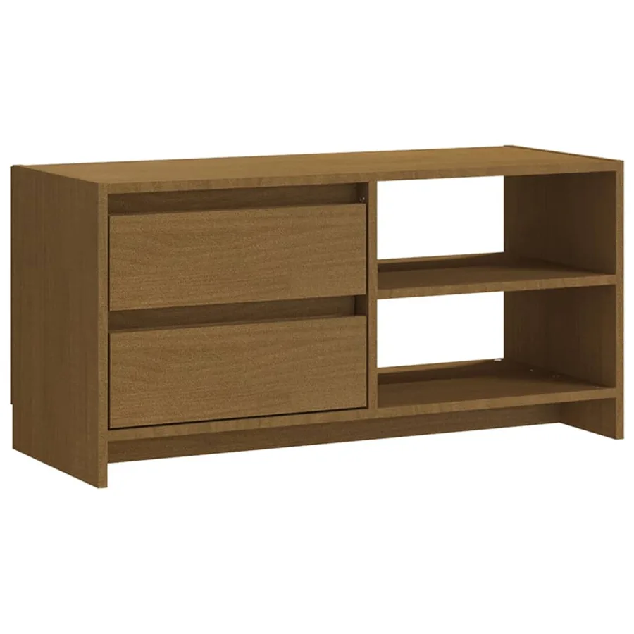 Meuble TV Marron miel 80x31x39 cm Bois de pin massif - 2