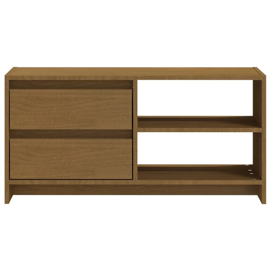 Meuble TV Marron miel 80x31x39 cm Bois de pin massif - 5