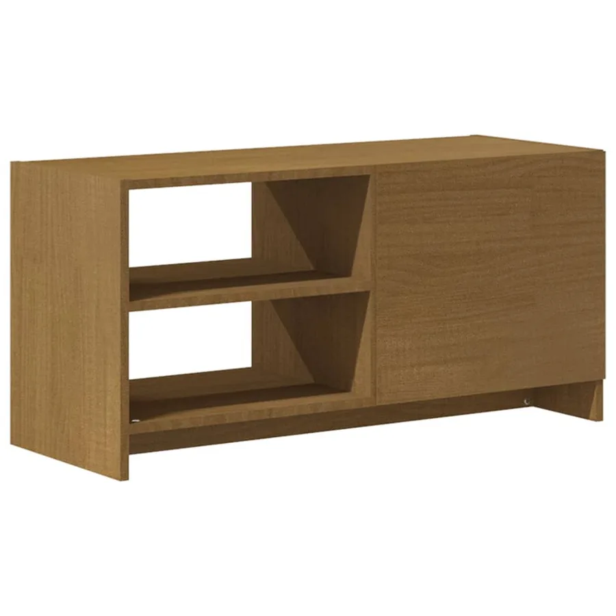 Meuble TV Marron miel 80x31x39 cm Bois de pin massif - 7