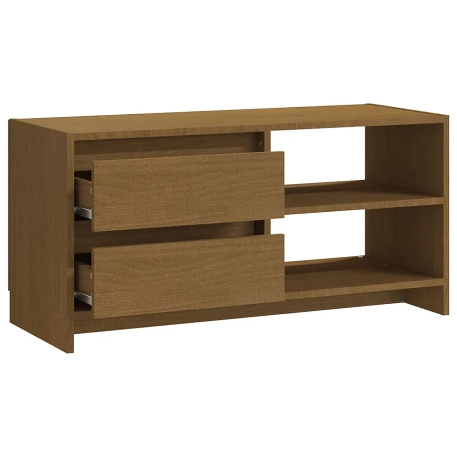 Meuble TV Marron miel 80x31x39 cm Bois de pin massif - 8