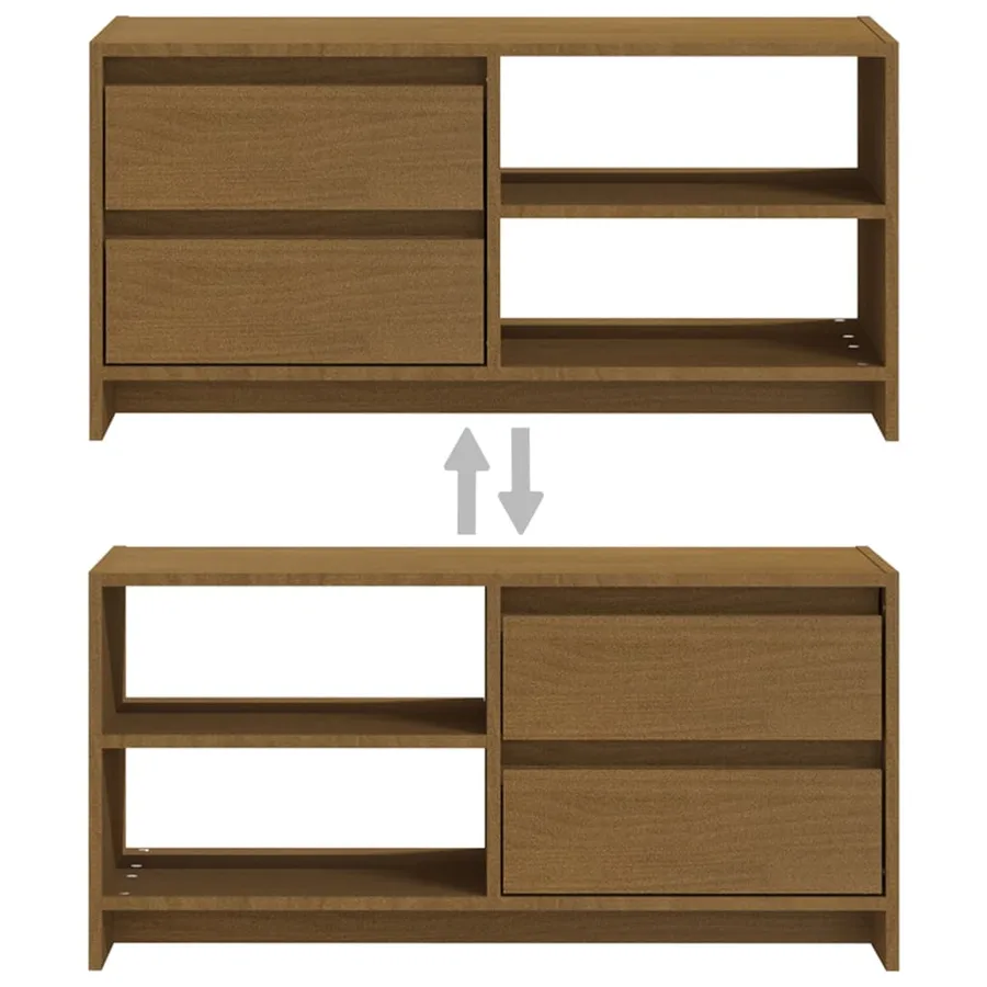 Meuble TV Marron miel 80x31x39 cm Bois de pin massif - 9