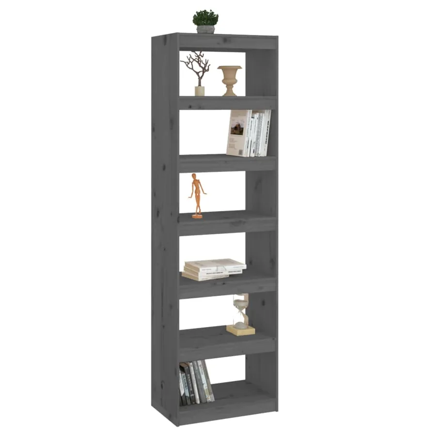 Bibliothèque/Séparateur de pièce Gris 60x30x199,5 cm Pin massif - 3
