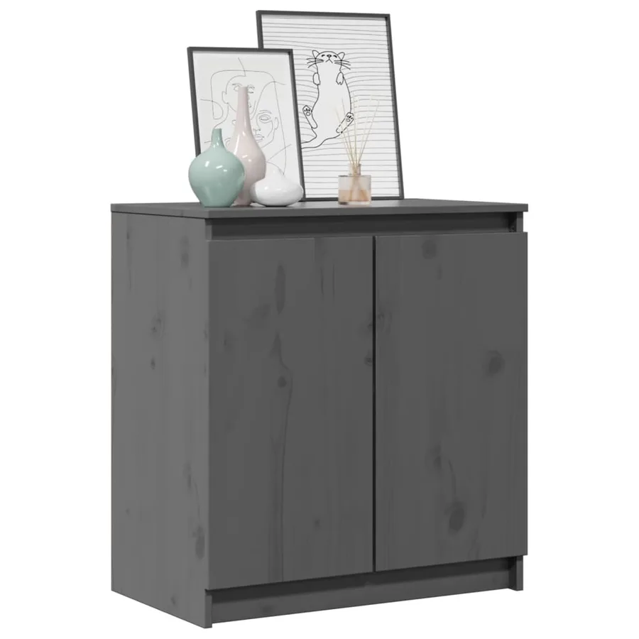 Armoire latérale gris 60x36x65 cm bois de pin massif - 4