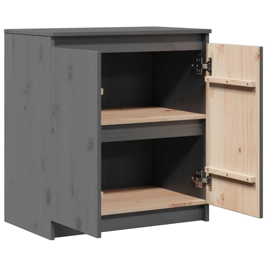Armoire latérale gris 60x36x65 cm bois de pin massif - 6