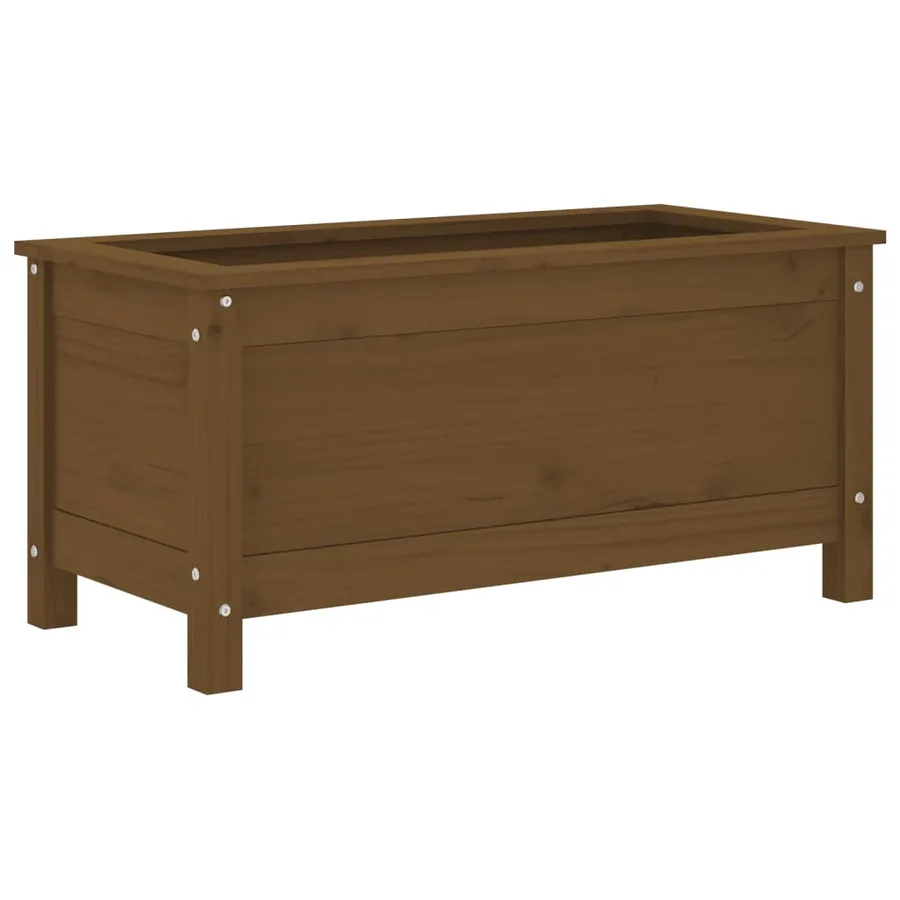 Jardinière marron miel 82,5x40x39 cm bois massif de pin - 2