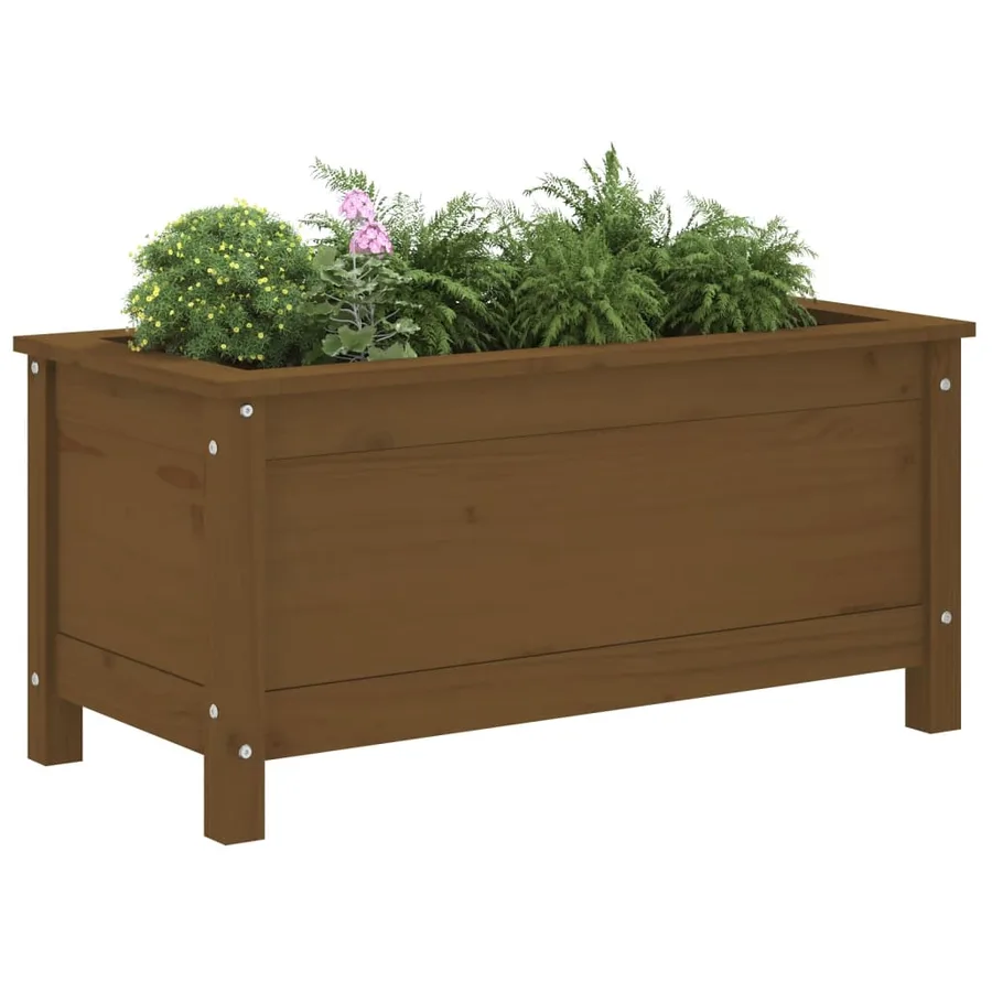 Jardinière marron miel 82,5x40x39 cm bois massif de pin - 3
