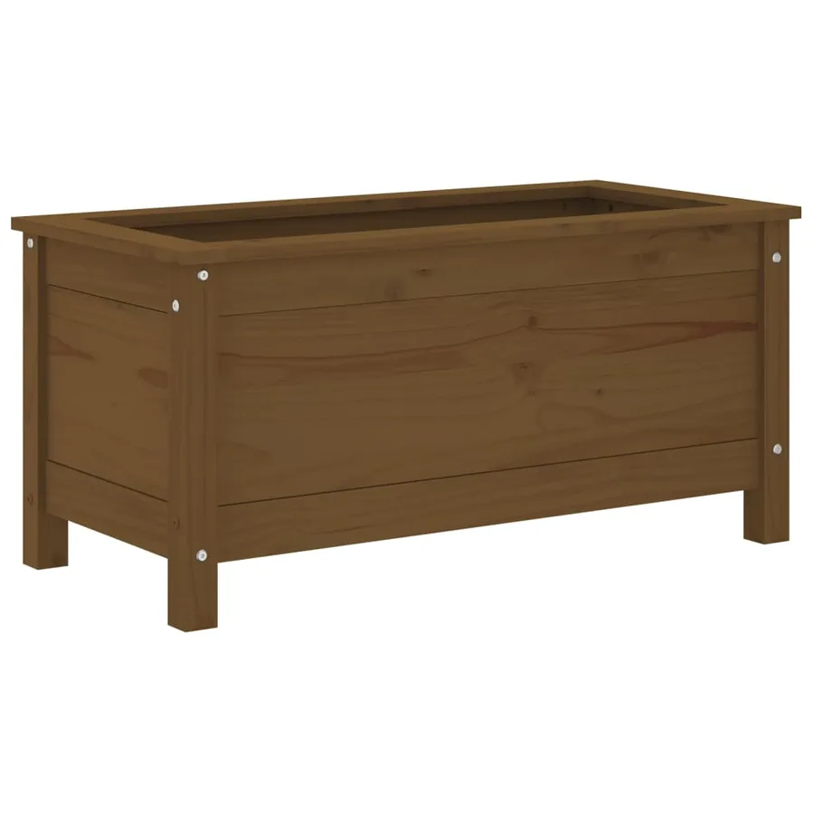 Jardinière marron miel 82,5x40x39 cm bois massif de pin - 4