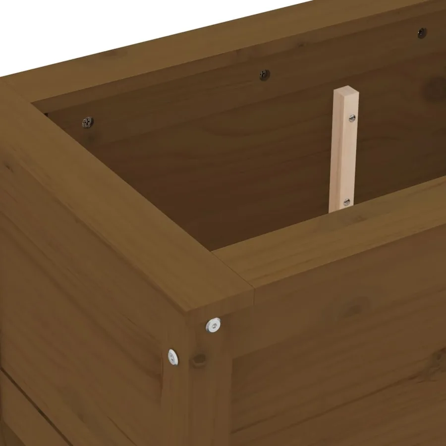 Jardinière marron miel 82,5x40x39 cm bois massif de pin - 7