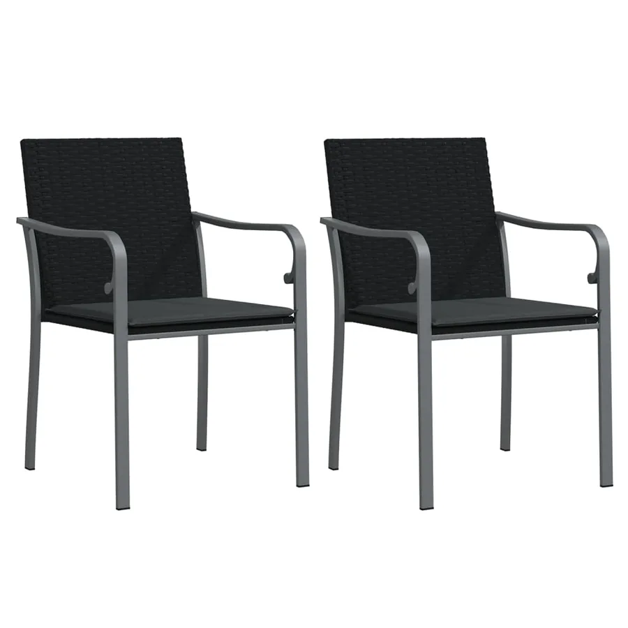 Chaises de jardin avec coussins lot de 2 noir 56x59x84 cm rotin - 2