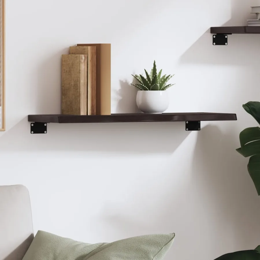 Étagère murale marron foncé 60x20x2 cm bois chêne massif traité - 3