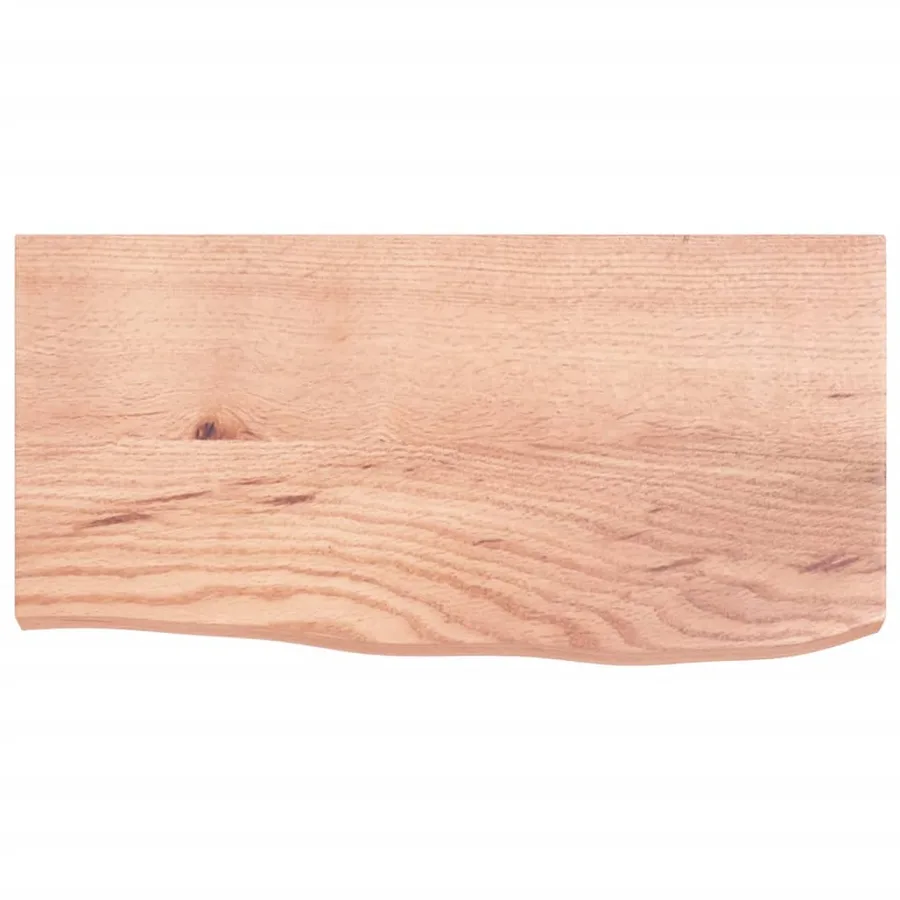 Étagère murale marron clair bois chêne massif traité - 4