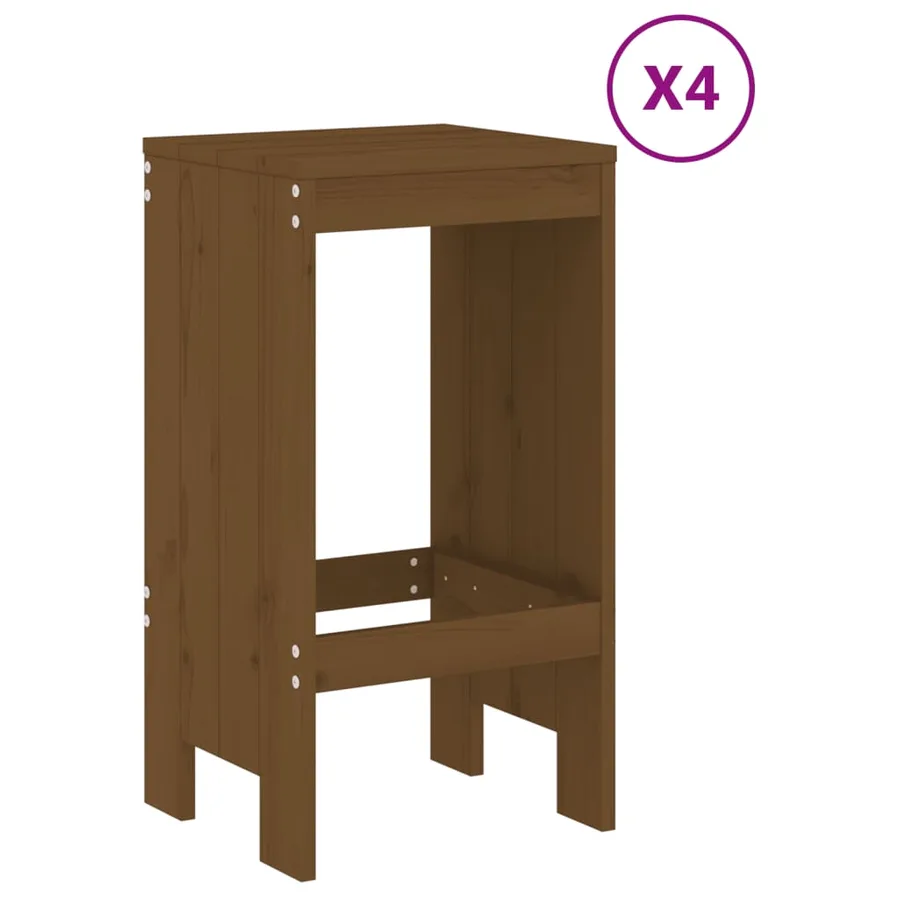 Ensemble de bar de jardin 5 pcs marron miel bois de pin massif - 3
