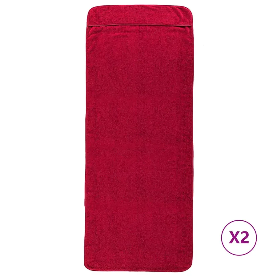 Serviettes de plage 2 pcs bordeaux 75x200 cm tissu 400 GSM - 2