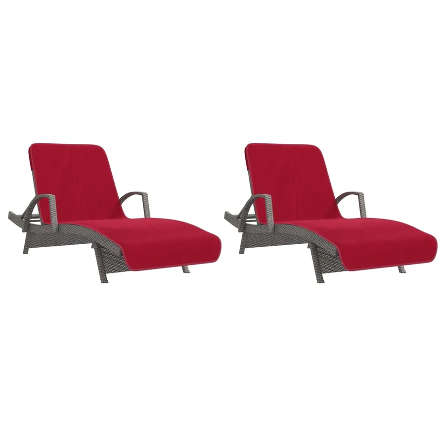 Serviettes de plage 2 pcs bordeaux 75x200 cm tissu 400 GSM - 4