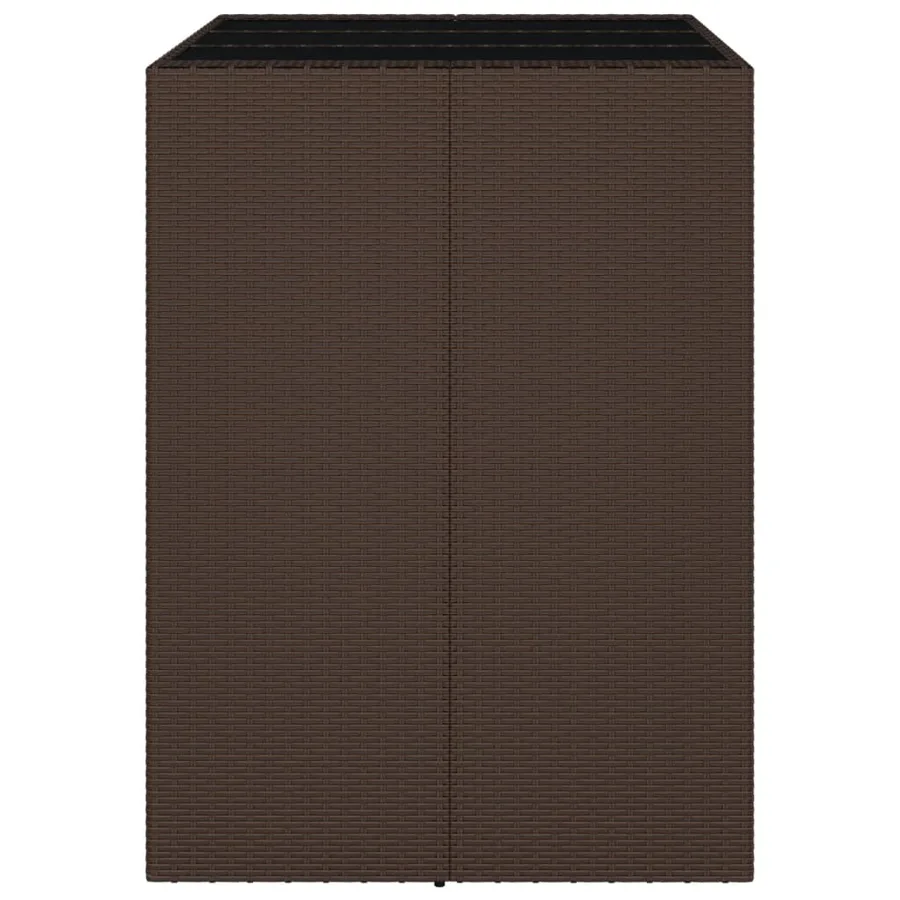 Table de bar et dessus en verre marron 105x80x110 cm poly rotin - 4