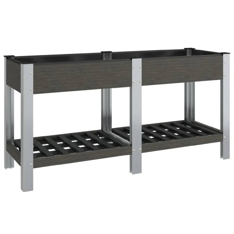 Lit surélevé de jardin avec étagère Gris 175x50x75 cm WPC - 2