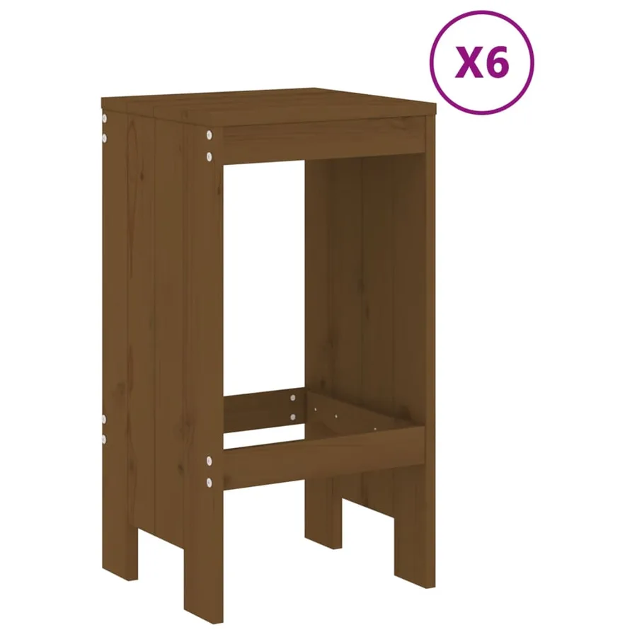 Ensemble de bar de jardin 7 pcs marron miel bois de pin massif - 3