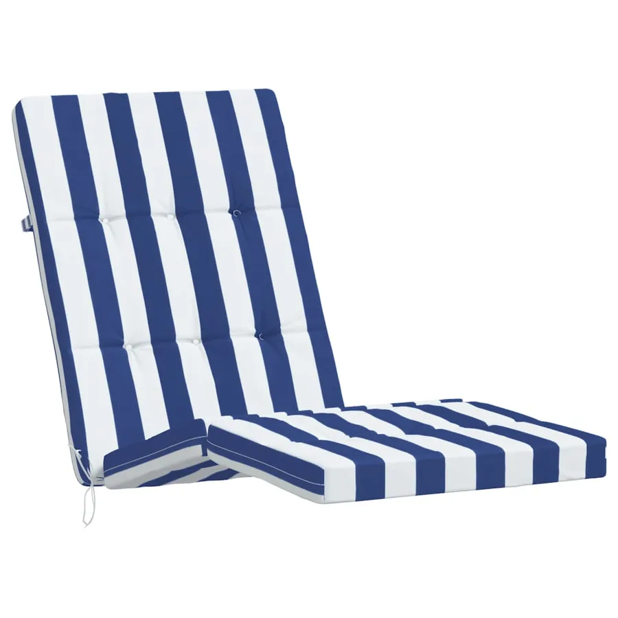 Coussins de chaise longue lot de 2 rayures bleu/blanc - 4