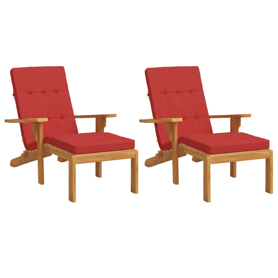 Coussins de chaise longue lot de 2 rouge tissu oxford - 3