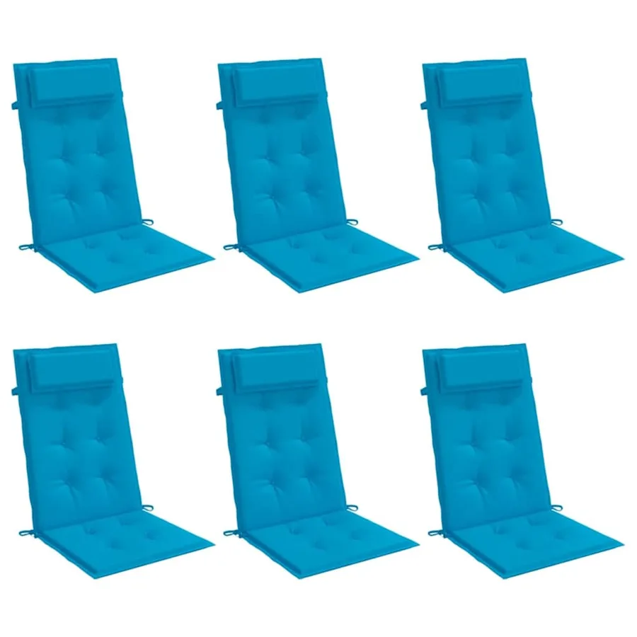 Coussins de chaise à dossier haut lot de 6 bleu clair - 3