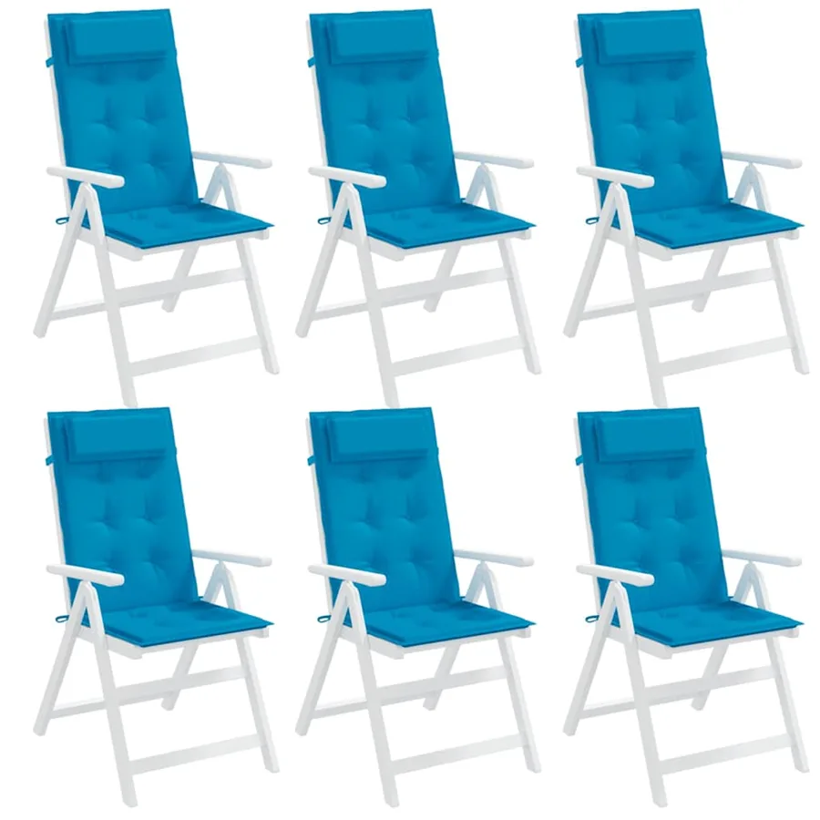 Coussins de chaise à dossier haut lot de 6 bleu clair - 4
