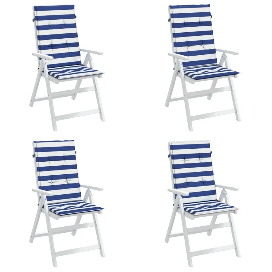 Coussins de chaise à dossier haut lot de 4 rayures bleu/blanc - 4