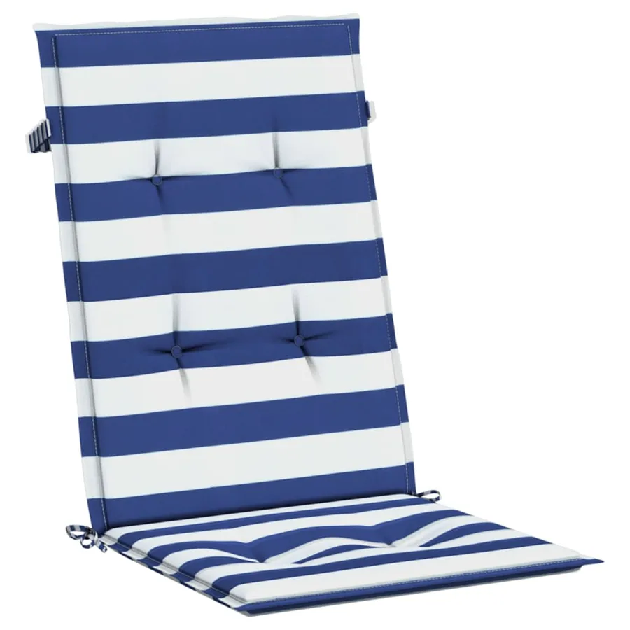 Coussins de chaise à dossier haut lot de 4 rayures bleu/blanc - 5