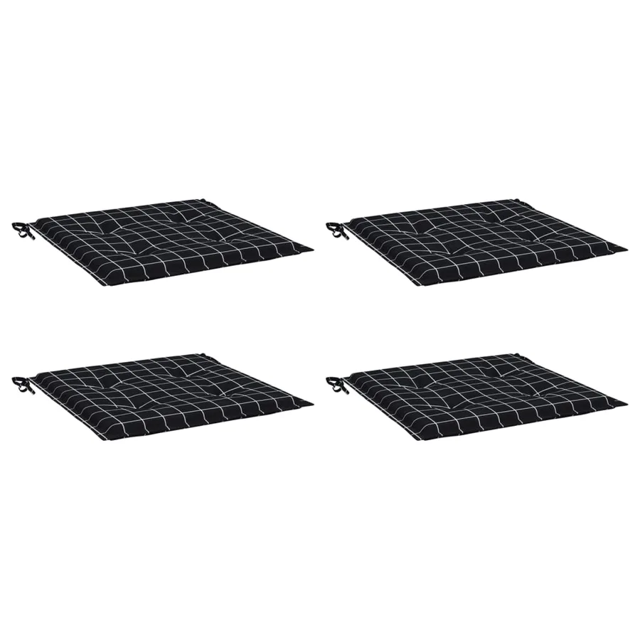 Coussins de chaise de jardin lot de 4 motif à carreaux noir - 3