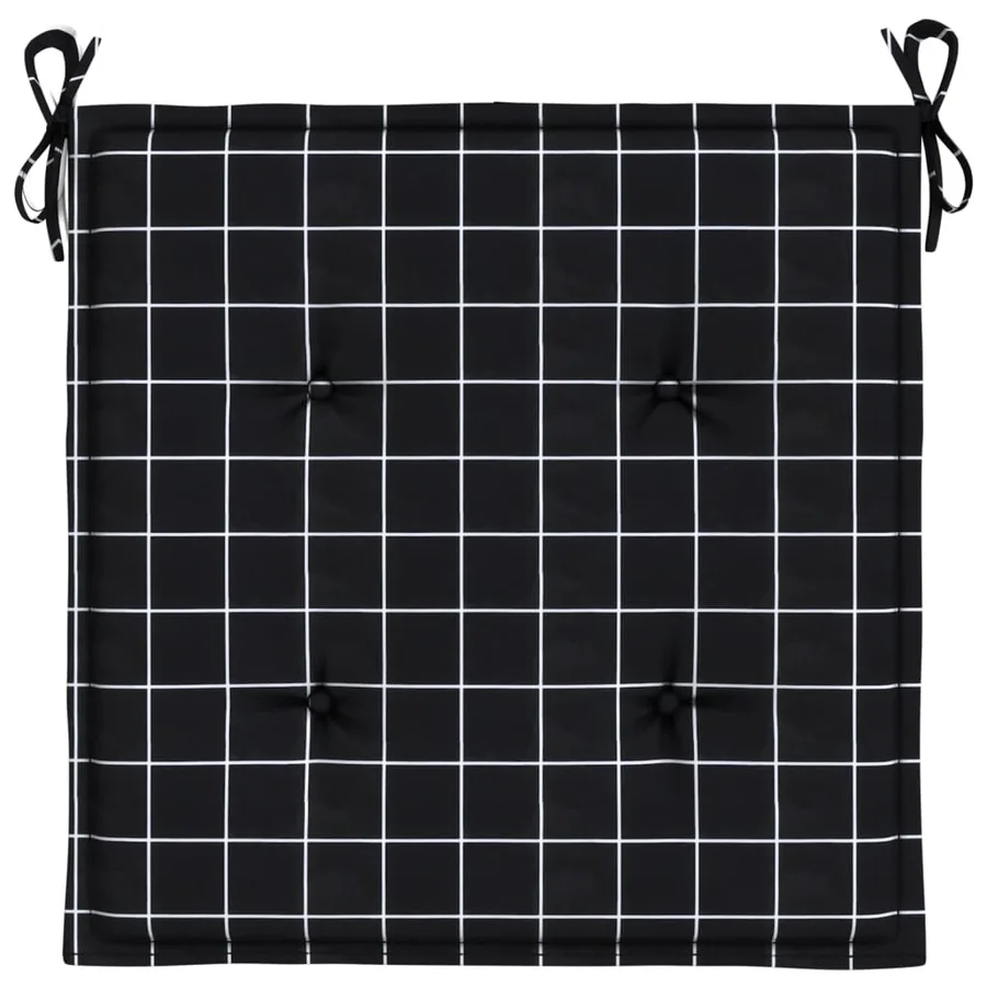 Coussins de chaise de jardin lot de 4 motif à carreaux noir - 6
