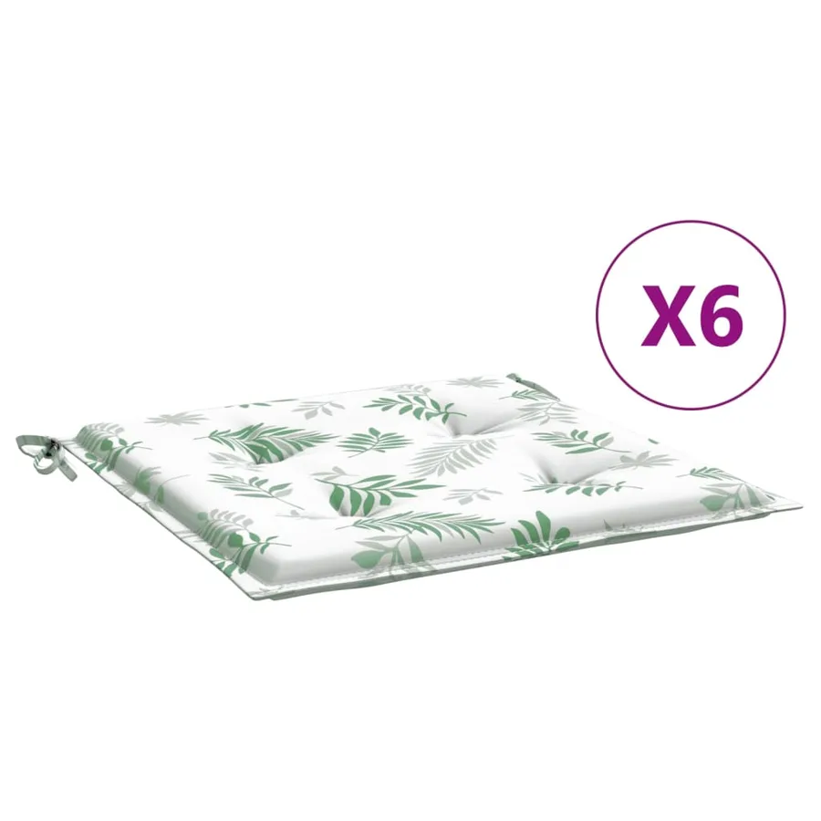 Coussins de chaise lot de 6 motif de feuilles 40x40x4 cm tissu - 2