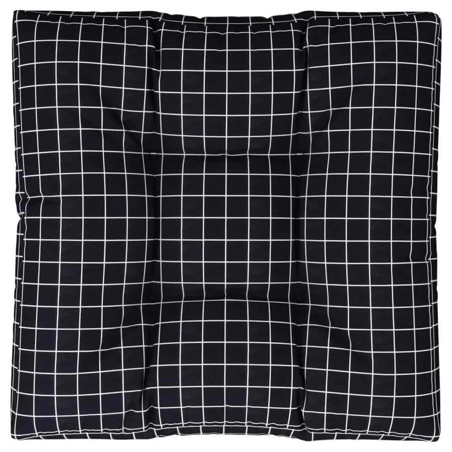 Coussin de palette motif à carreaux noir 70x70x12 cm tissu - 2