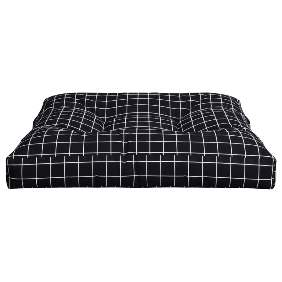 Coussin de palette motif à carreaux noir 70x70x12 cm tissu - 6