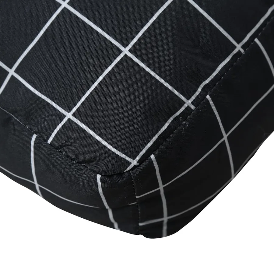 Coussin de palette motif à carreaux noir 70x70x12 cm tissu - 7