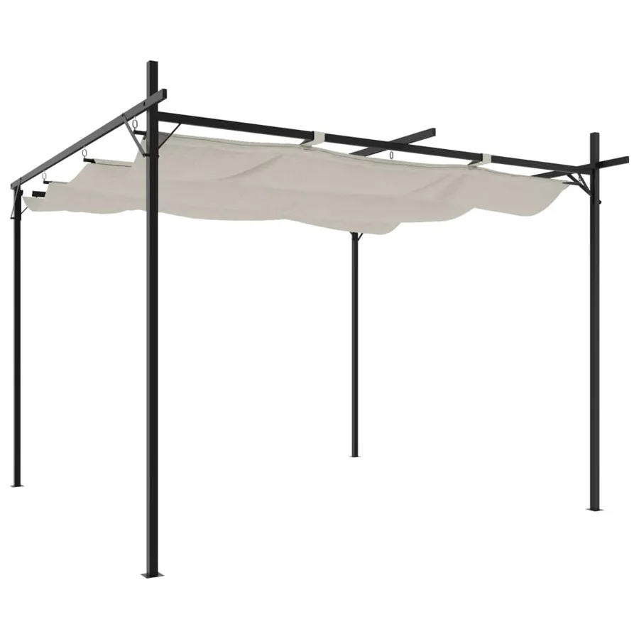 Pergola avec toit rétractable crème 295x292x230 cm - 2