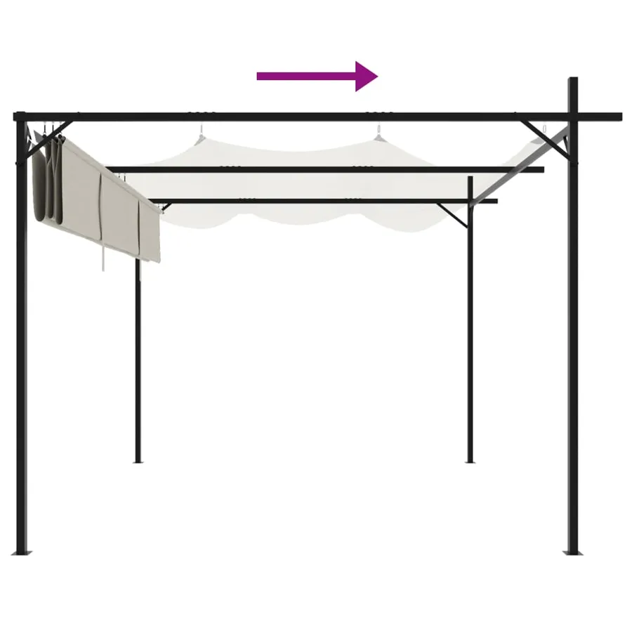 Pergola avec toit rétractable crème 295x292x230 cm - 6