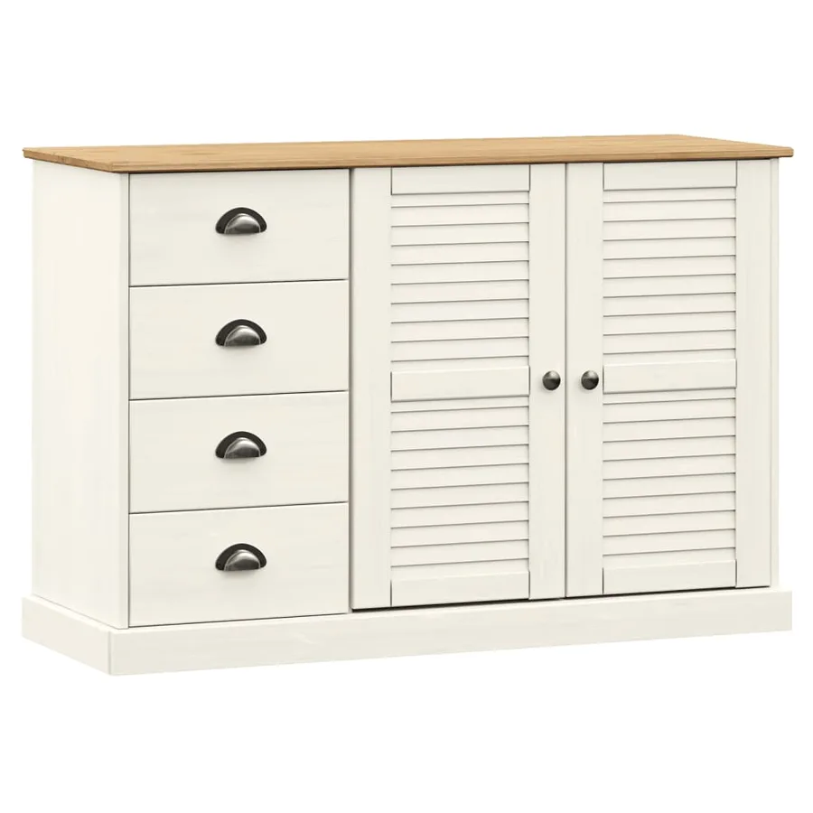 Buffet avec tiroirs VIGO 113x40x75 cm blanc bois massif de pin - 2
