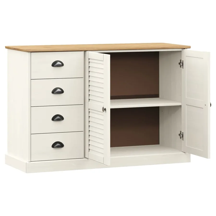 Buffet avec tiroirs VIGO 113x40x75 cm blanc bois massif de pin - 4