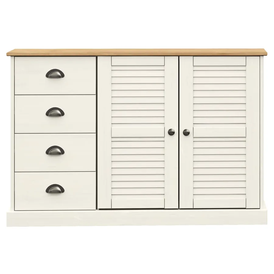Buffet avec tiroirs VIGO 113x40x75 cm blanc bois massif de pin - 5