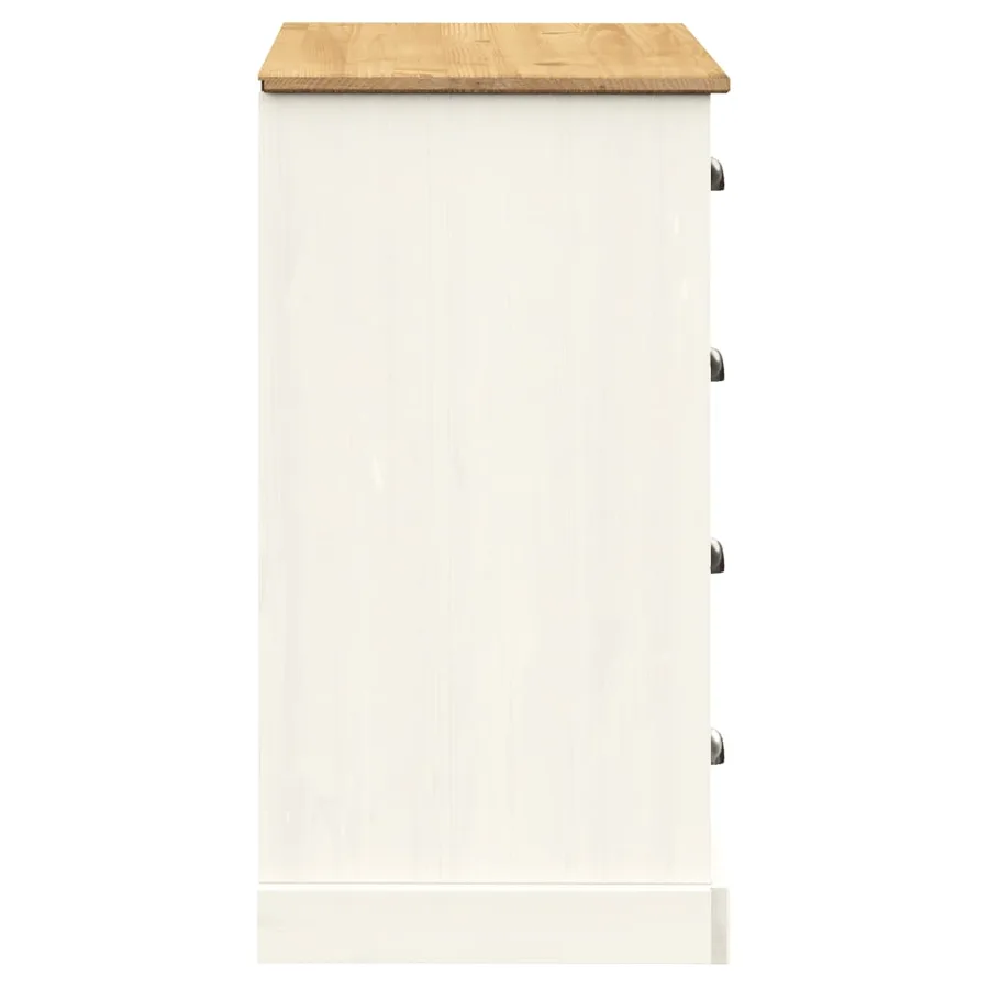 Buffet avec tiroirs VIGO 113x40x75 cm blanc bois massif de pin - 6