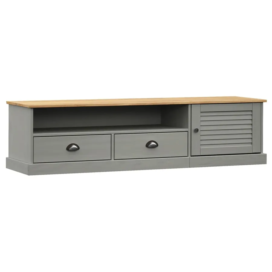 Meuble TV VIGO gris 156x40x40 cm bois massif de pin - 2