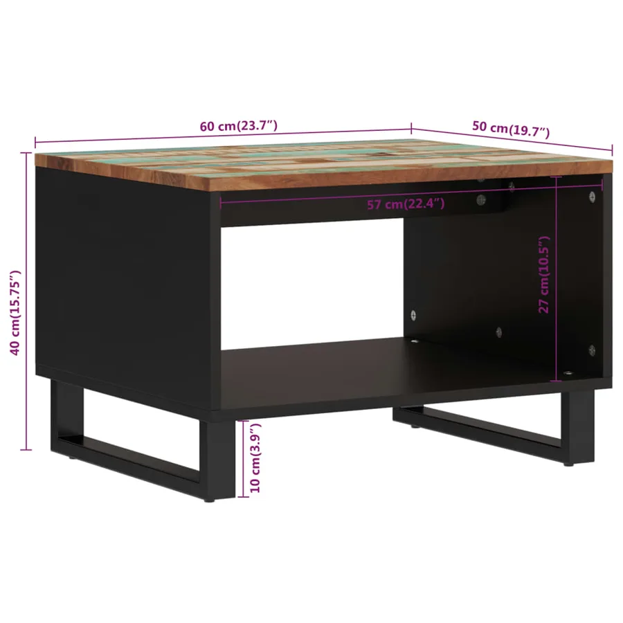 Table basse 60x50x40 cm bois de récupération massif - 7