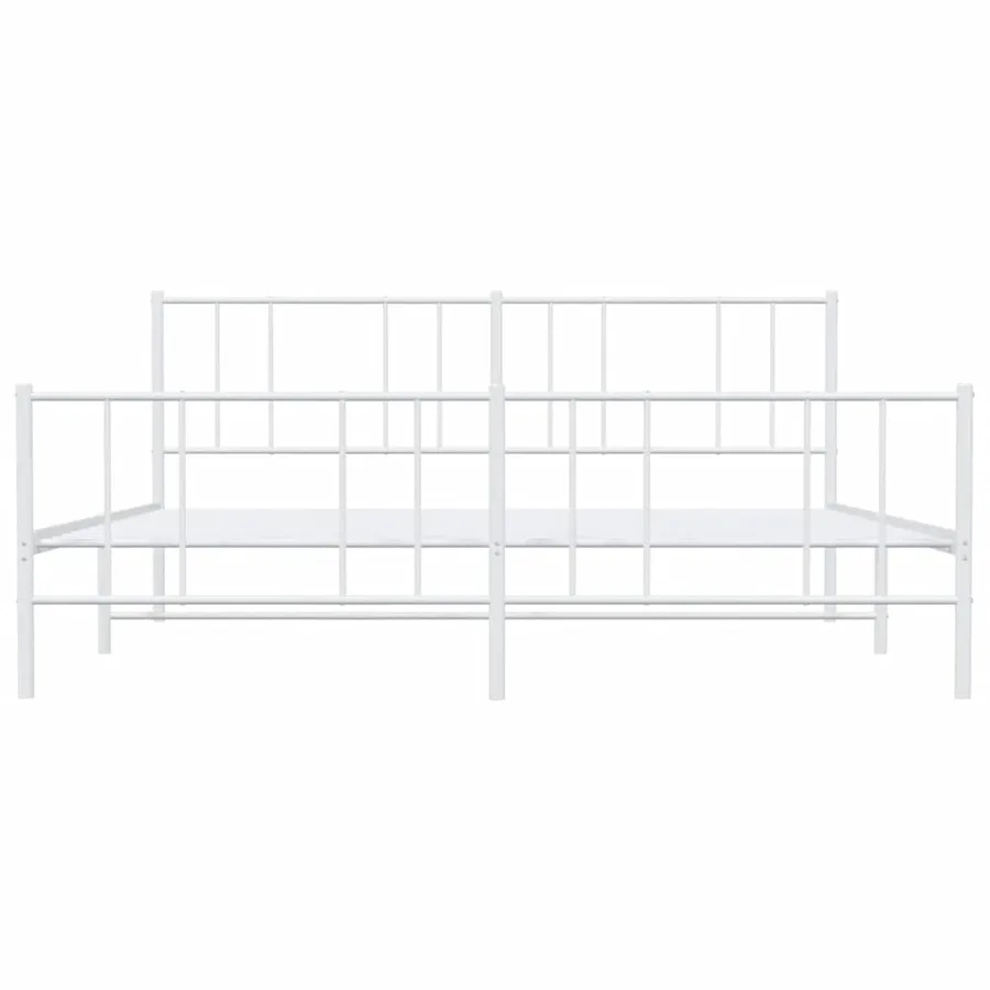 Cadre de lit métal sans matelas et pied de lit blanc 193x203 cm - 6