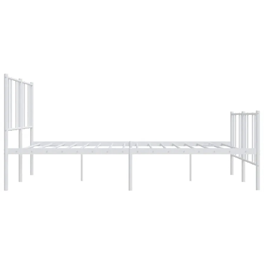 Cadre de lit métal sans matelas et pied de lit blanc 193x203 cm - 7