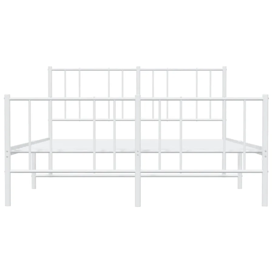 Cadre de lit métal sans matelas et pied de lit blanc 120x200 cm - 6