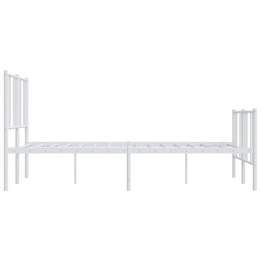 Cadre de lit métal sans matelas et pied de lit blanc 120x200 cm - 7