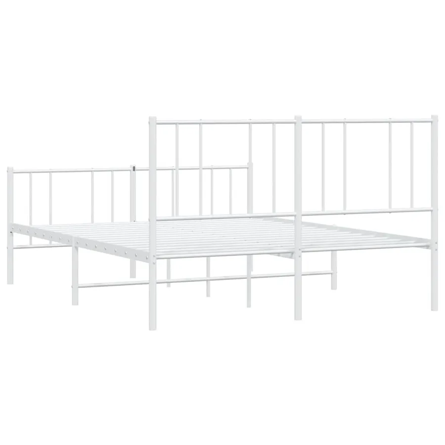 Cadre de lit métal sans matelas et pied de lit blanc 120x200 cm - 8